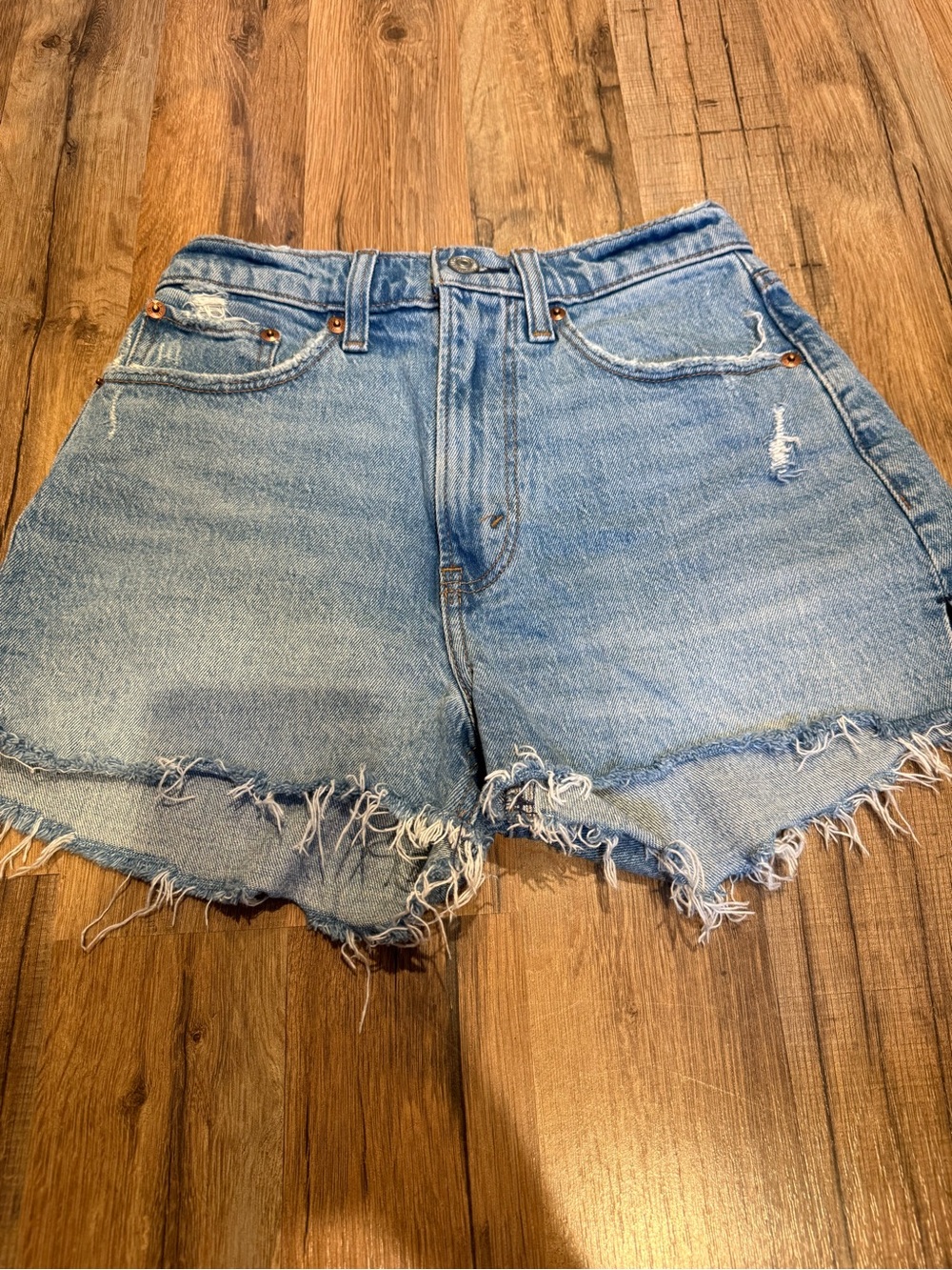 Abercrombie & Fitch Light Blue Frayed Hem Denim Shorts
